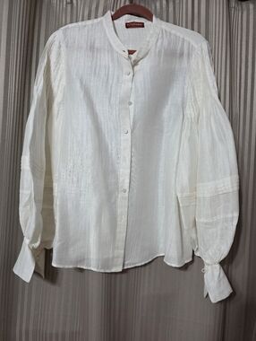 Altuzarra White Linen-Silk Blend Blouse. NWOT